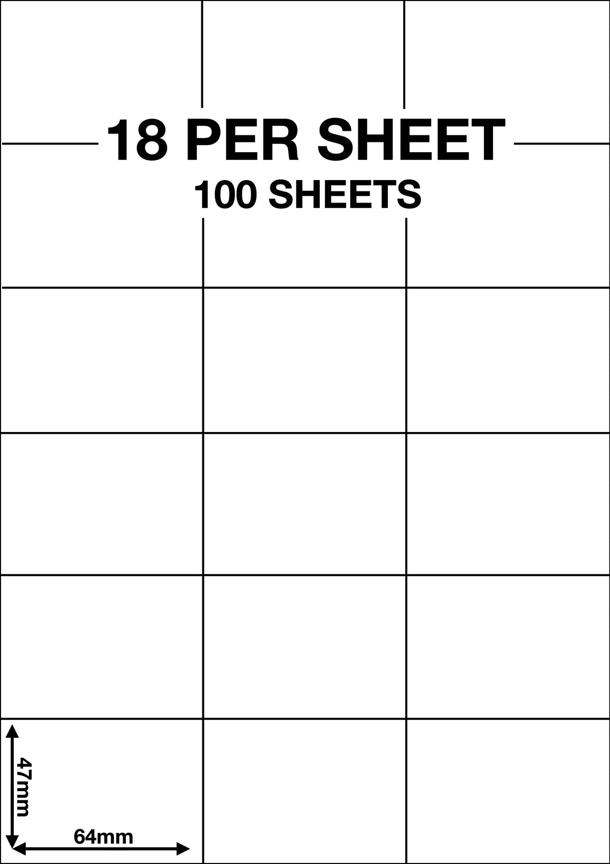 A4 Sticky Label Sheets - 18 Labels per Sheet 64mm x 47mm