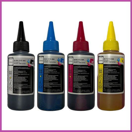Universal Multipack Refill Ink Bottles For Brother Printers (100ml) B/C/M/Y