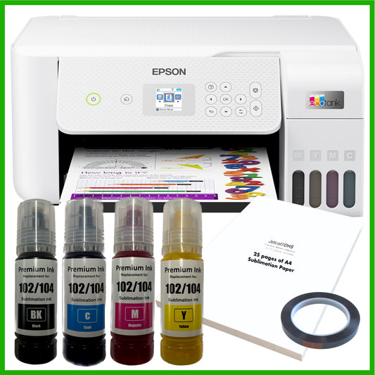 Sublimation Bundle: Epson EcoTank ET-2826 Printer + 4 x Inks + A4 Paper