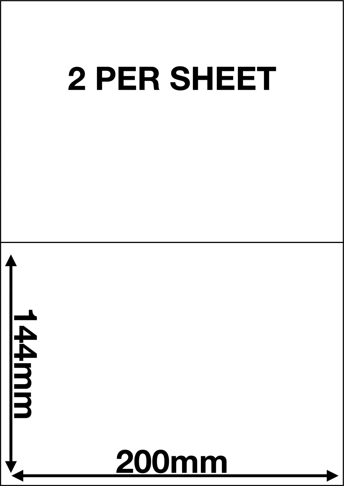 A4 Sticky Label Sheets - 2 Labels per Sheet 144mm x 200mm