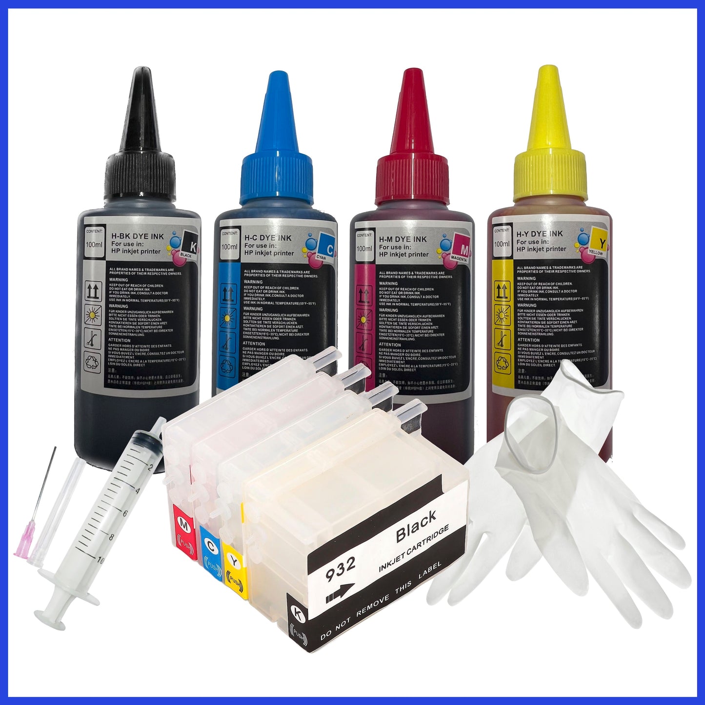 Refill Starter Kit - 932 & 933 Refillable Cartridges & Ink for HP OfficeJet