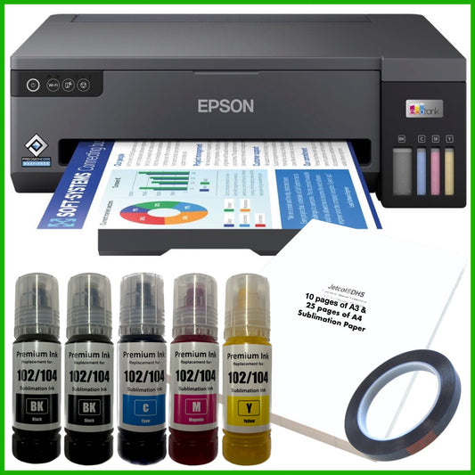 Sublimation Bundle: Epson EcoTank ET-14100 Printer + 5 x Inks + A3 & A4 Paper