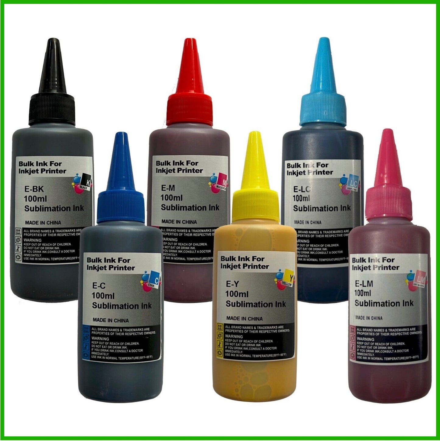 Sublimation Ink for Epson Printers (Set of 6, 100ml bottles)