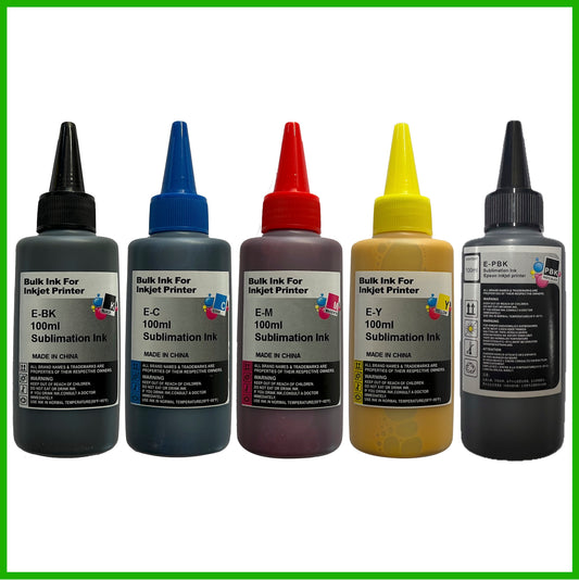 Sublimation Ink for Epson Printers (Set of 5, 100ml bottles)