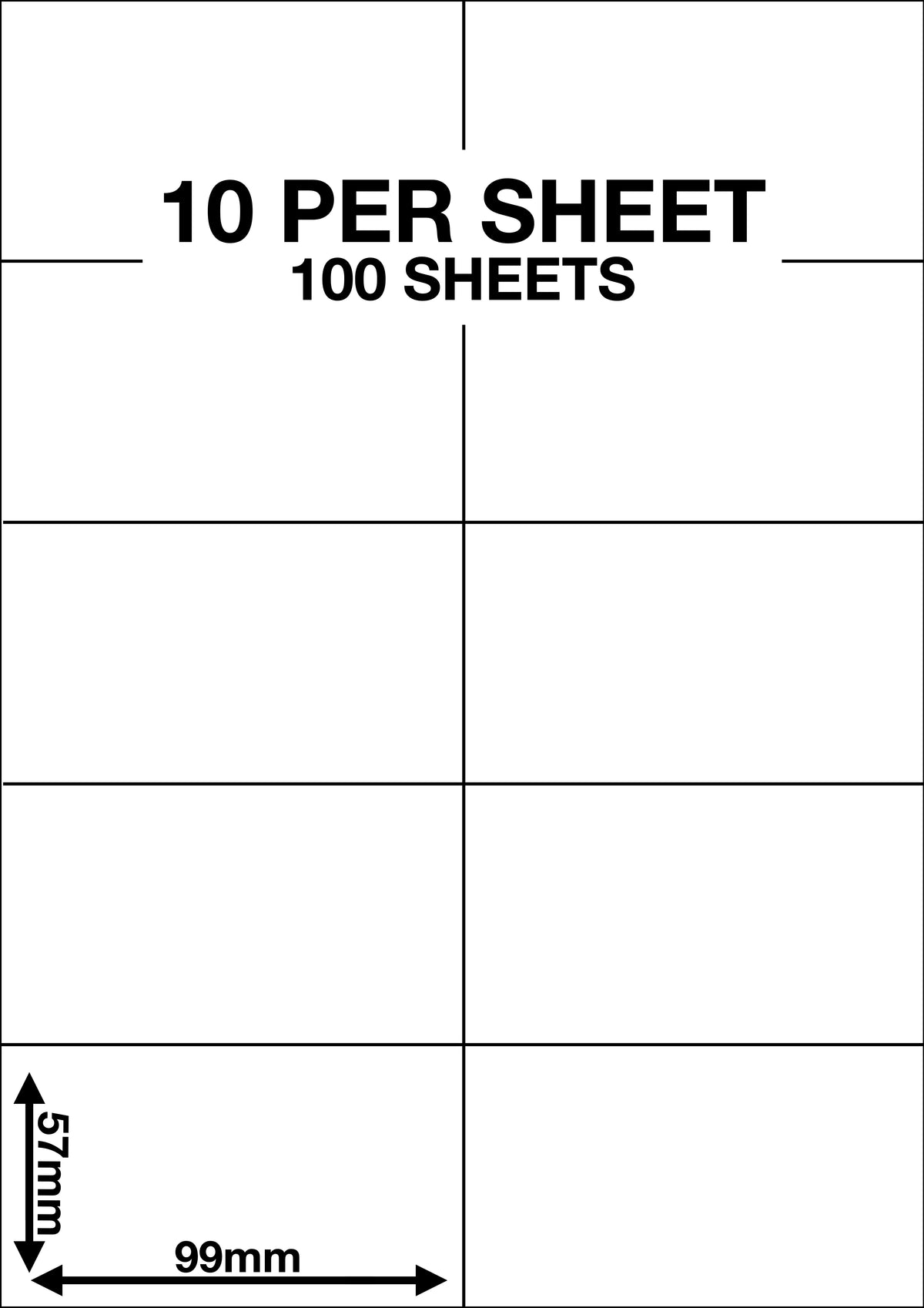 A4 Sticky Label Sheets - 10 Labels per Sheet 99mm x 57mm