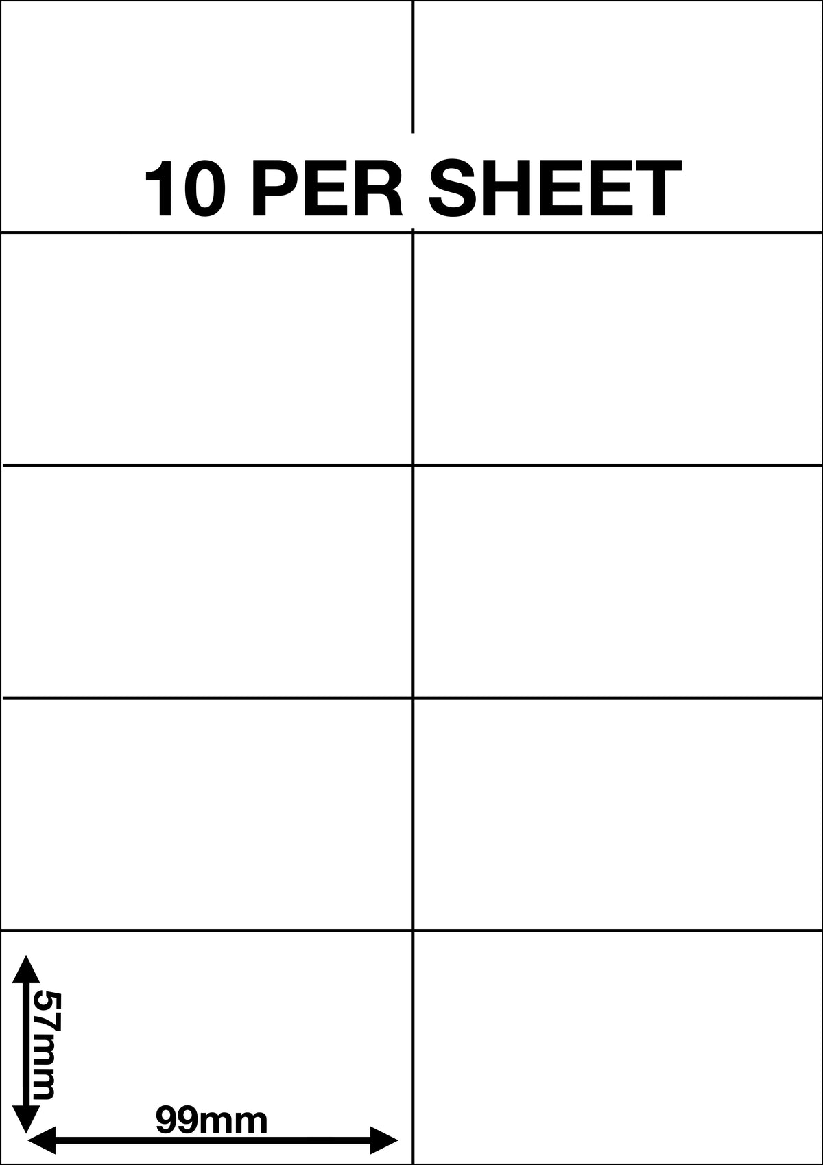 A4 Sticky Label Sheets - 10 Labels per Sheet 99mm x 57mm
