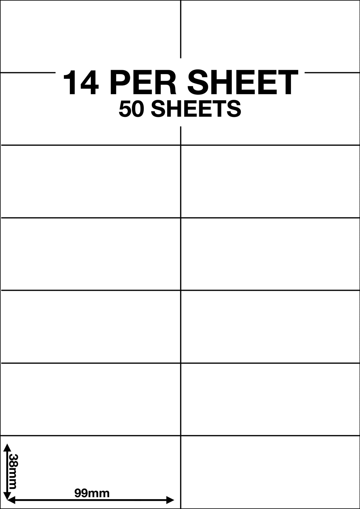 A4 Sticky Label Sheets - 14 Labels per Sheet 99mm x 38mm