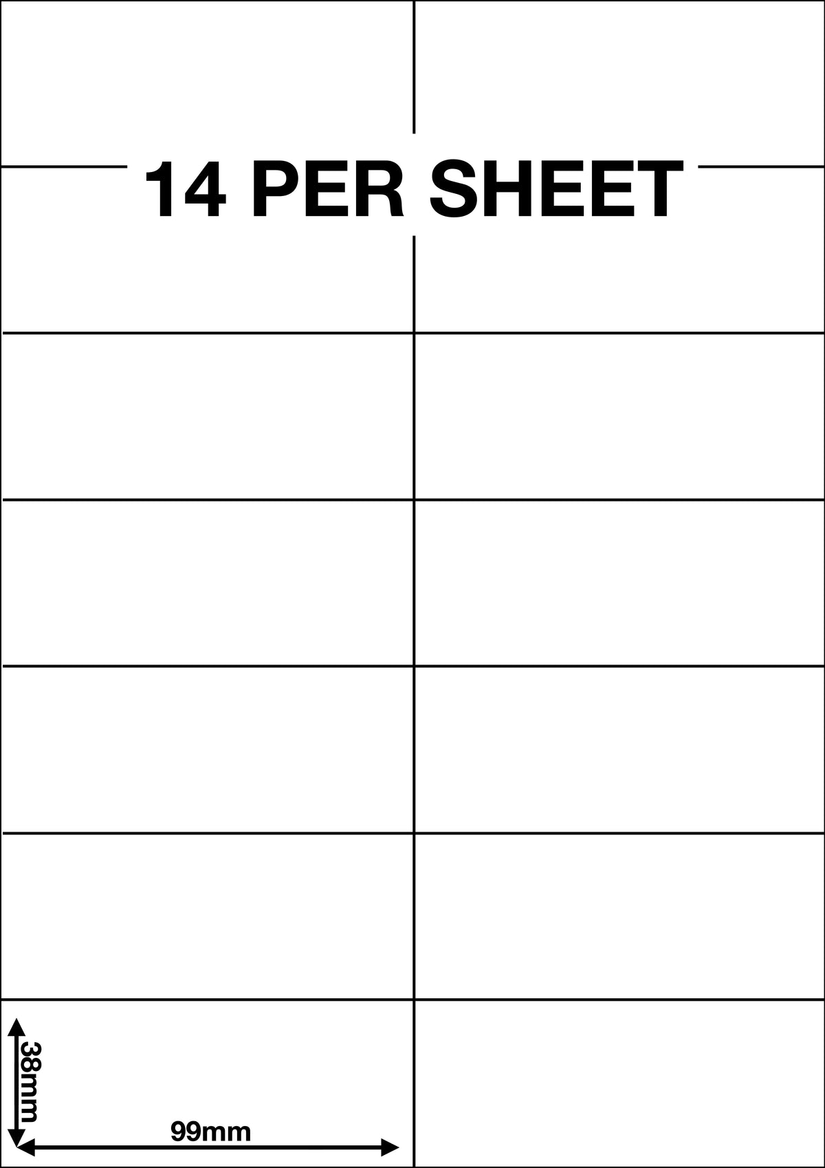 A4 Sticky Label Sheets - 14 Labels per Sheet 99mm x 38mm