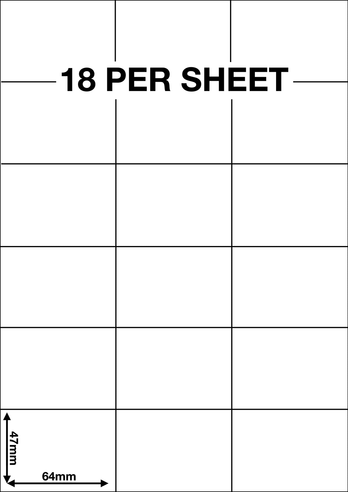 A4 Sticky Label Sheets - 18 Labels per Sheet 64mm x 47mm