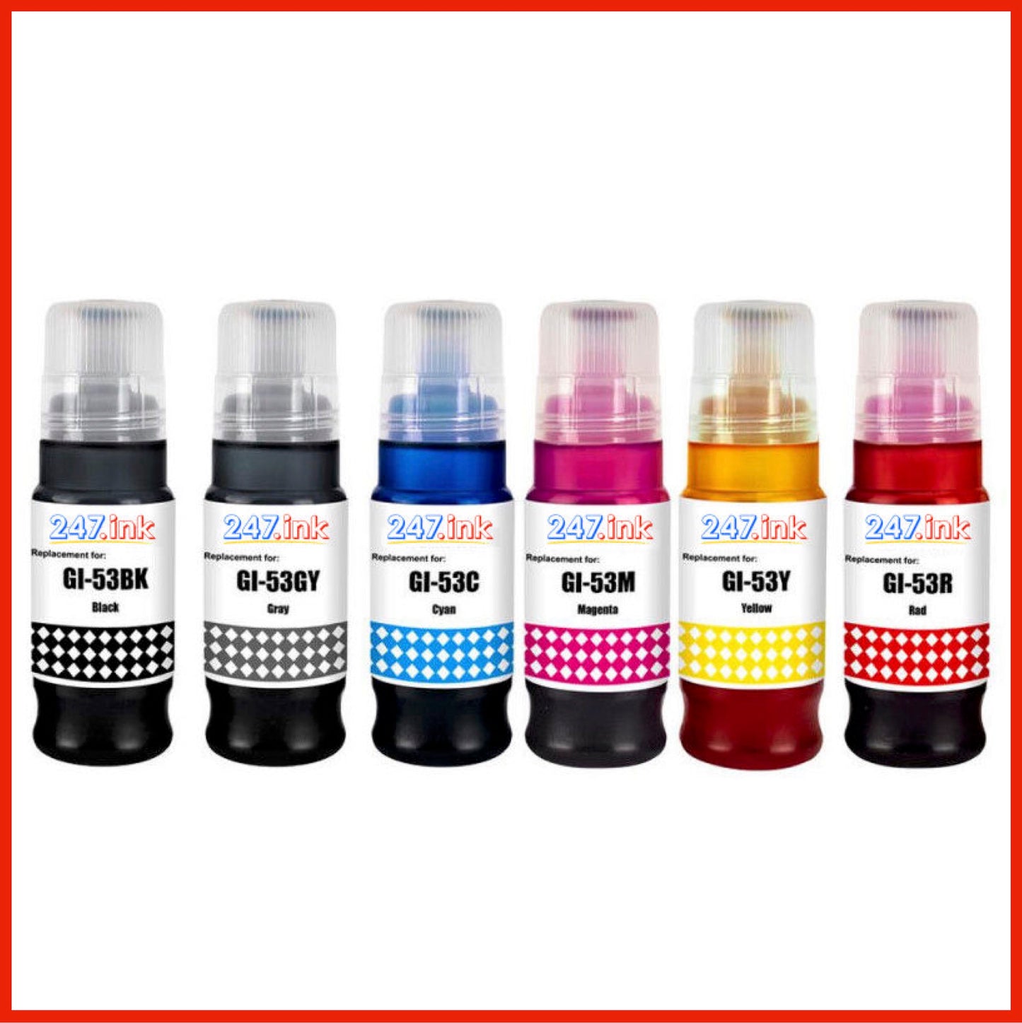 Compatible Multipack of Ink Bottles for GI-53 Canon Pixma (70ml) B/C/M/Y/R/G