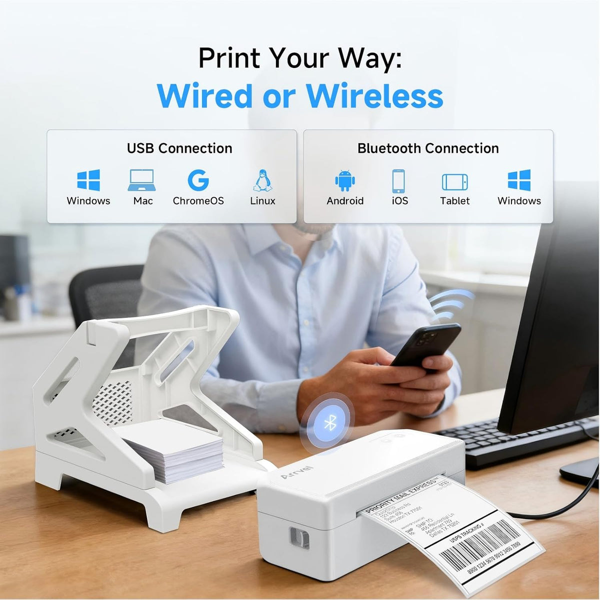 Arrvel Bluetooth Thermal Printer with Stand for Labels