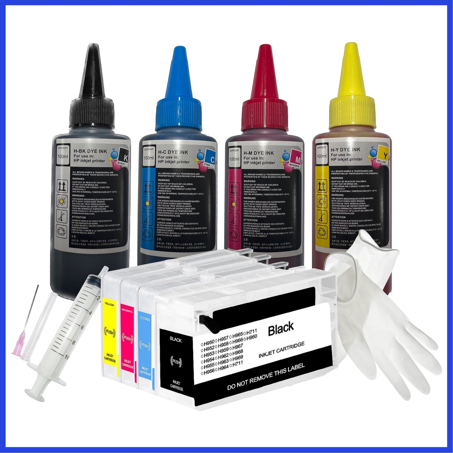 Refill Starter Kit - 950 & 951 Refillable Cartridges & Ink for HP OfficeJet Pro