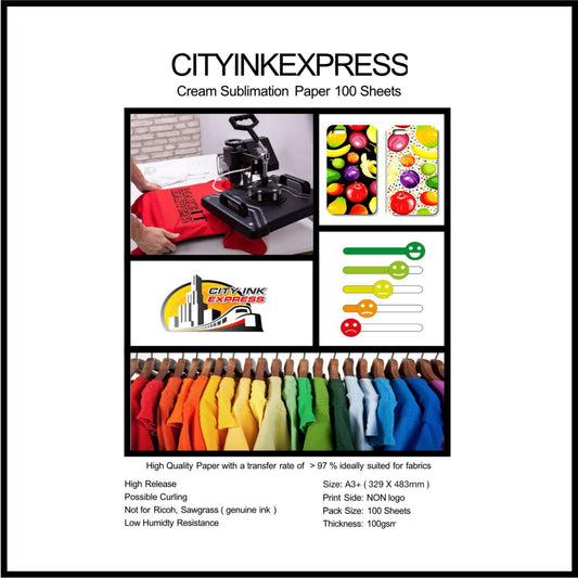 City Ink Express Sublimation Paper Cream A3+ 100GSM (100 Sheets)