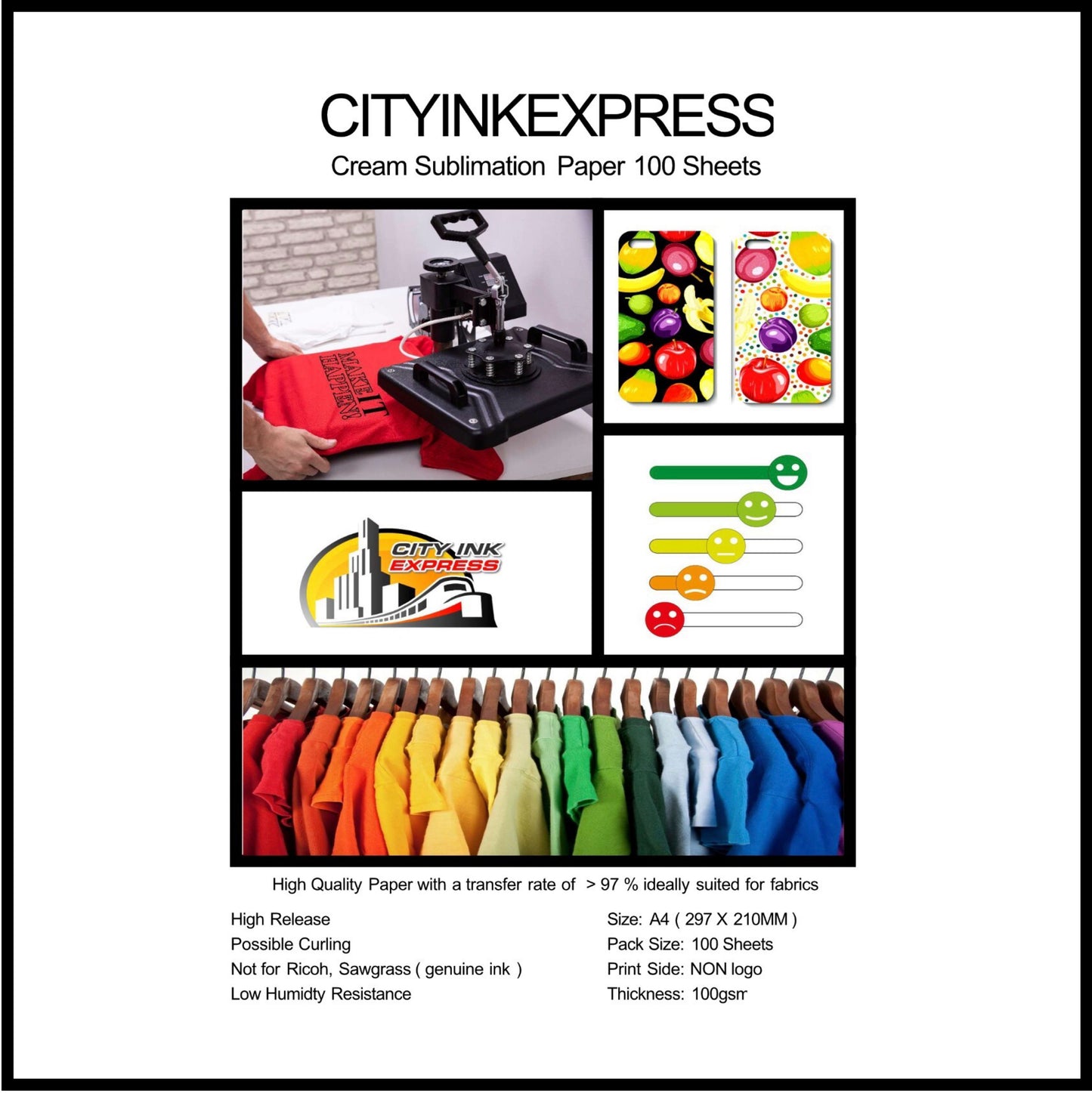 City Ink Express Sublimation Paper Cream A4 100GSM (100 Sheets)