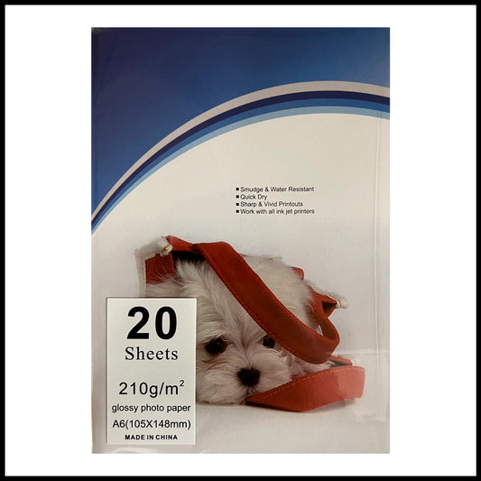 Glossy Photo Paper A6 (6x4) 210gsm (20 Sheets)