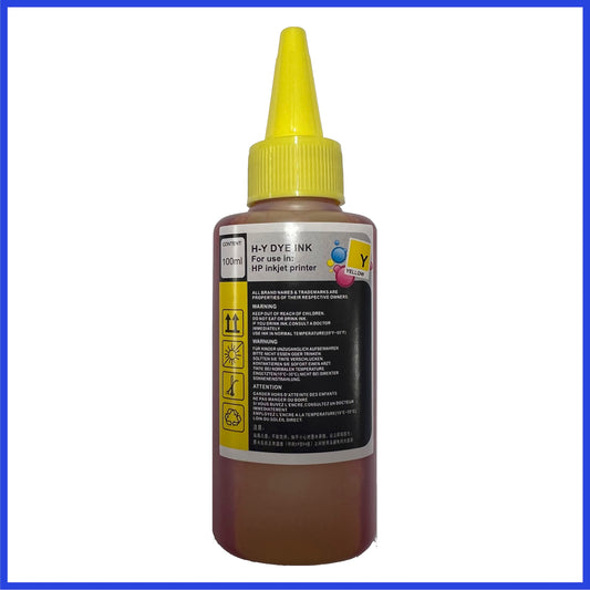 Universal Yellow Refill Ink Bottles For HP Printers (100ml)