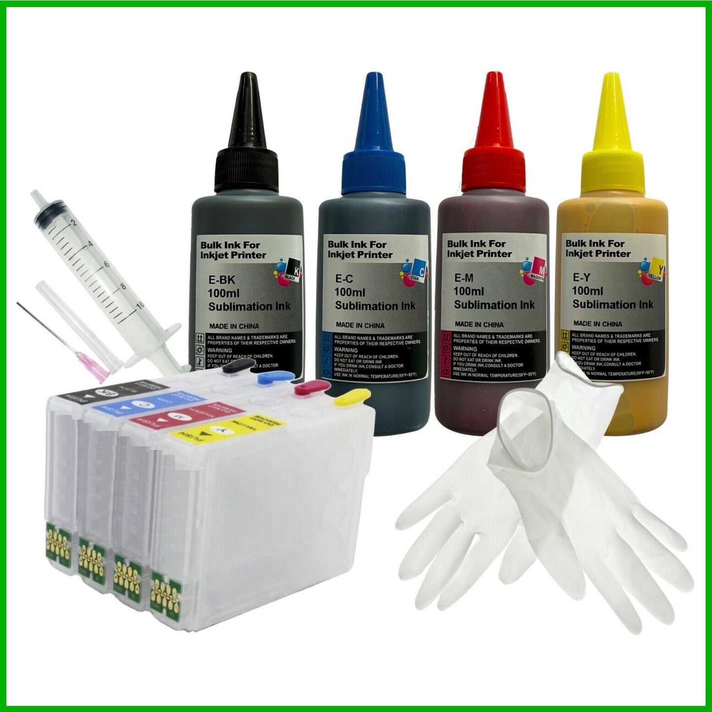 Sublimation Starter Kit - 604XL Refillable ARC Cartridges & Ink for Epson Expression & WorkForce