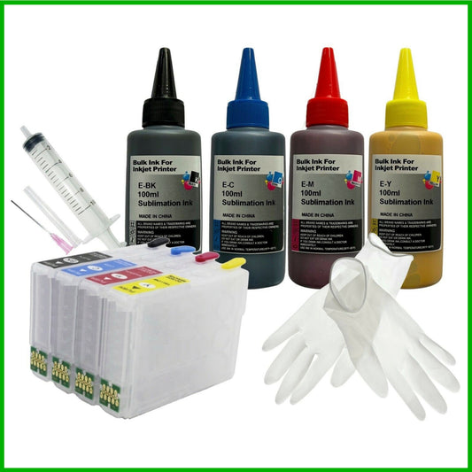 Sublimation Starter Kit - 503XL Refillable ARC Cartridges & Ink for Epson Expression & WorkForce
