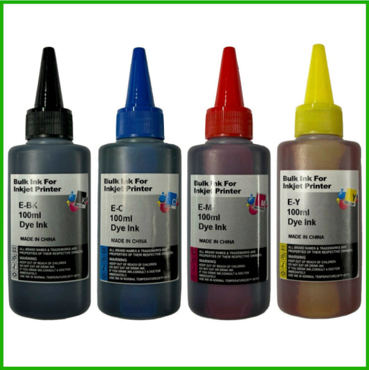 Universal Multipack Refill Ink Bottles For Epson Printers (100ml) B/C/M/Y