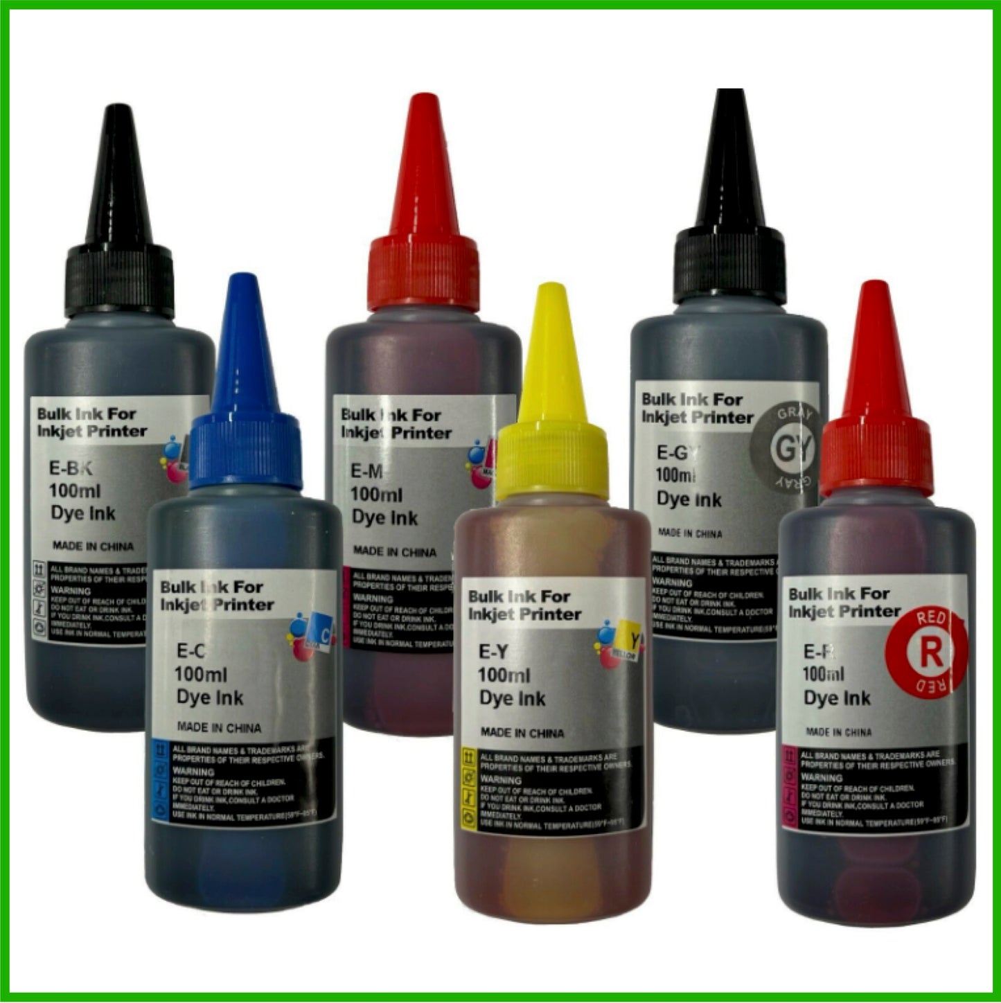 Universal Multipack Refill Ink Bottles For Epson Printers (100ml) B/C/M/Y/R/G