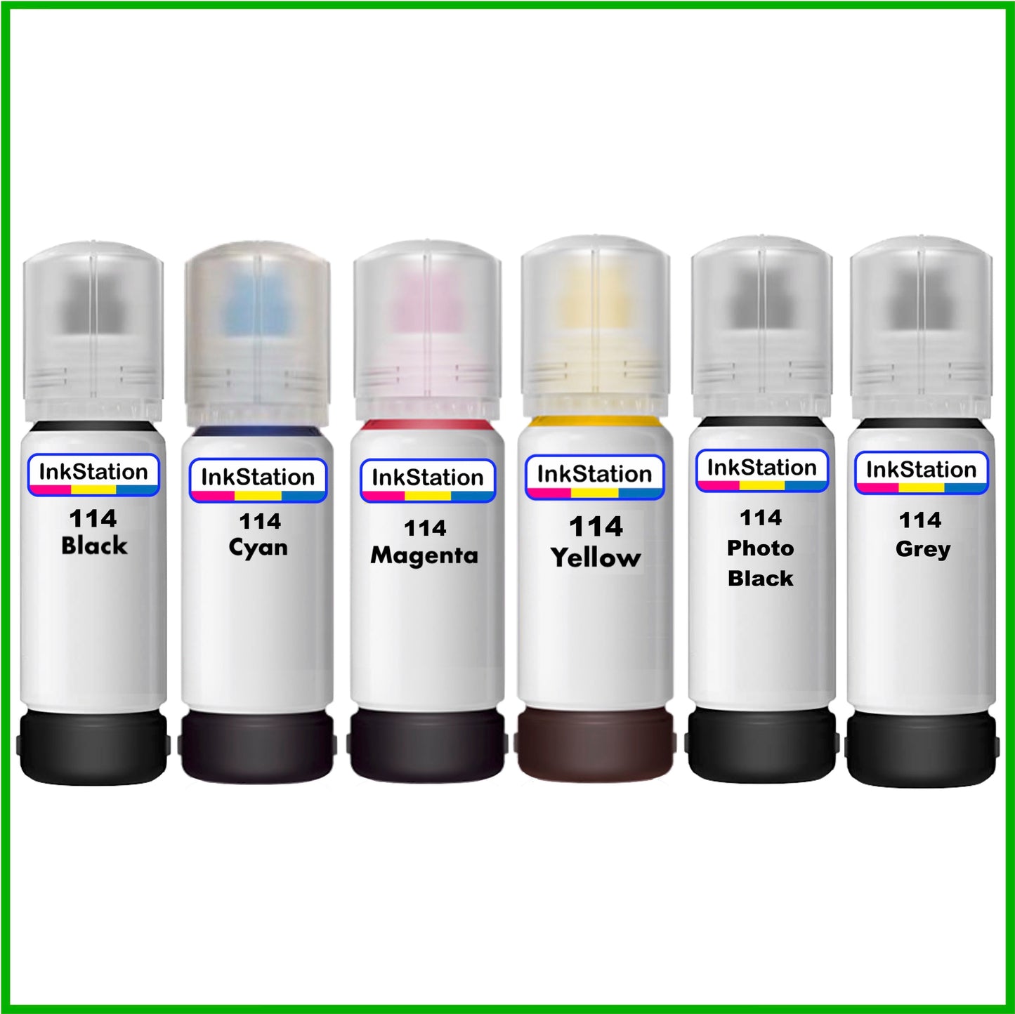 Compatible Multipack of Ink Bottles for 114 Epson EcoTank (70ml) B/C/M/Y/PB/G