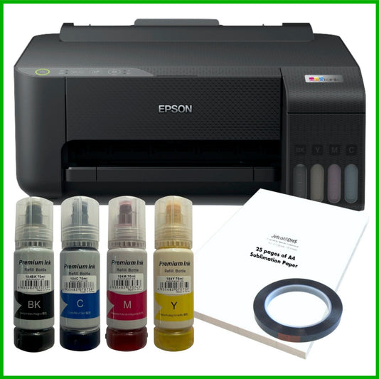 Sublimation Bundle: Epson EcoTank ET-1810 Printer + 4 x Inks + A4 Paper