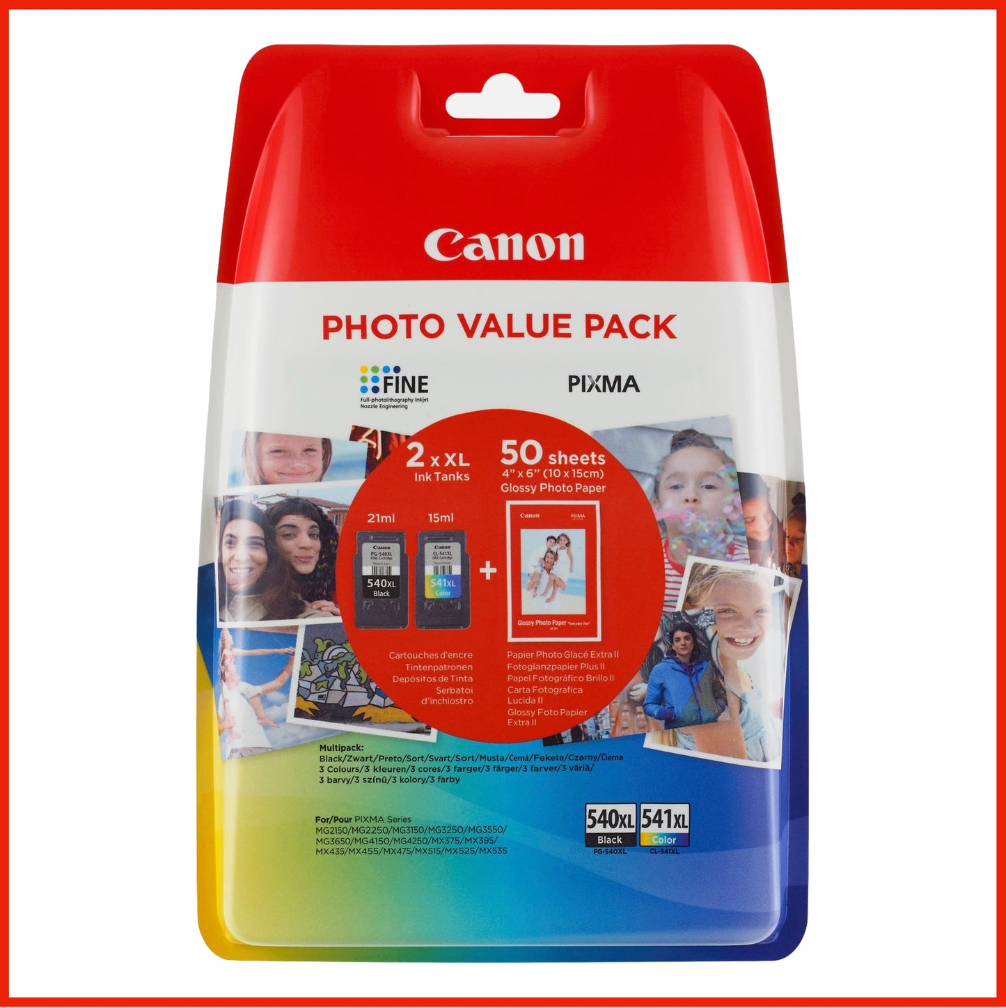 Canon PG-540XL / CL-541XL Ink Cartridge Multipack + Photo Paper (Original)