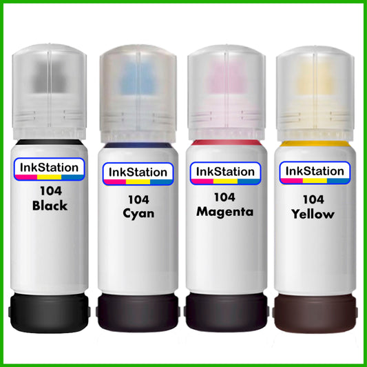 Compatible Multipack of Ink Bottles for 104 Epson EcoTank (70ml) B/C/M/Y