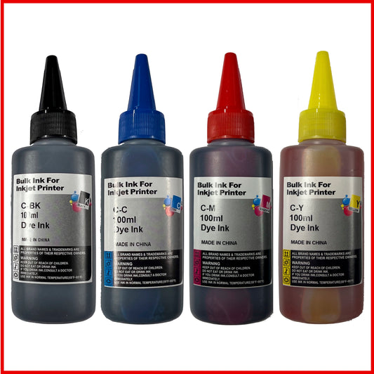 Universal Multipack Refill Ink Bottles For Canon Printers (100ml) B/C/M/Y