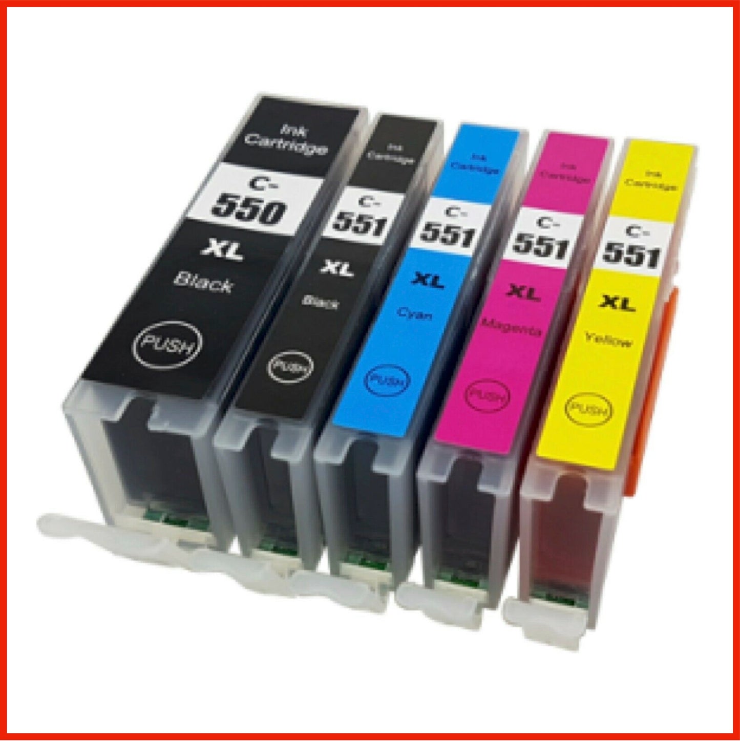 Compatible Canon 550XL/551XL Multipack Ink Cartridges BK/BK/C/M/Y (5 Cartridges)