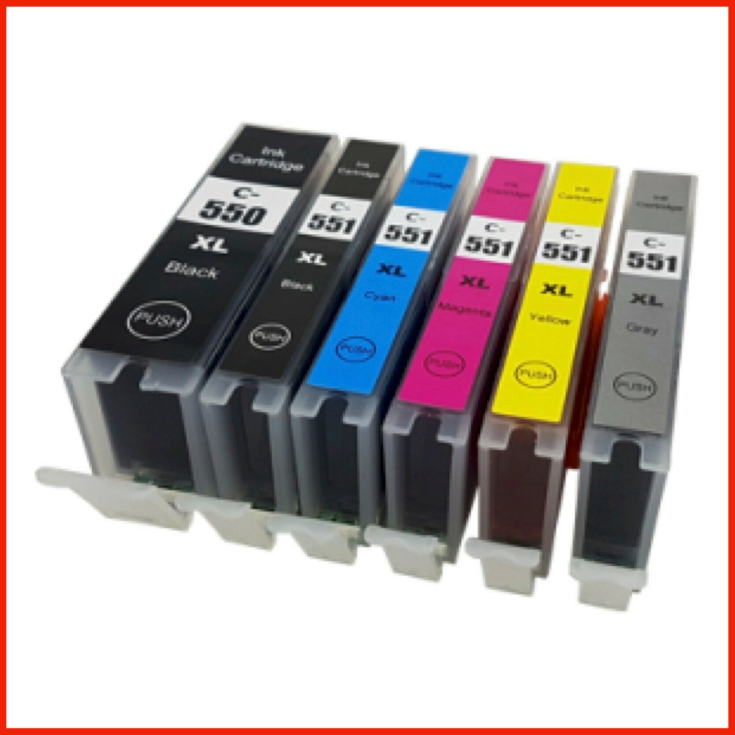Compatible Canon 550XL/551XL Multipack Ink Cartridges BK/BK/C/M/Y/G (6 Cartridges)