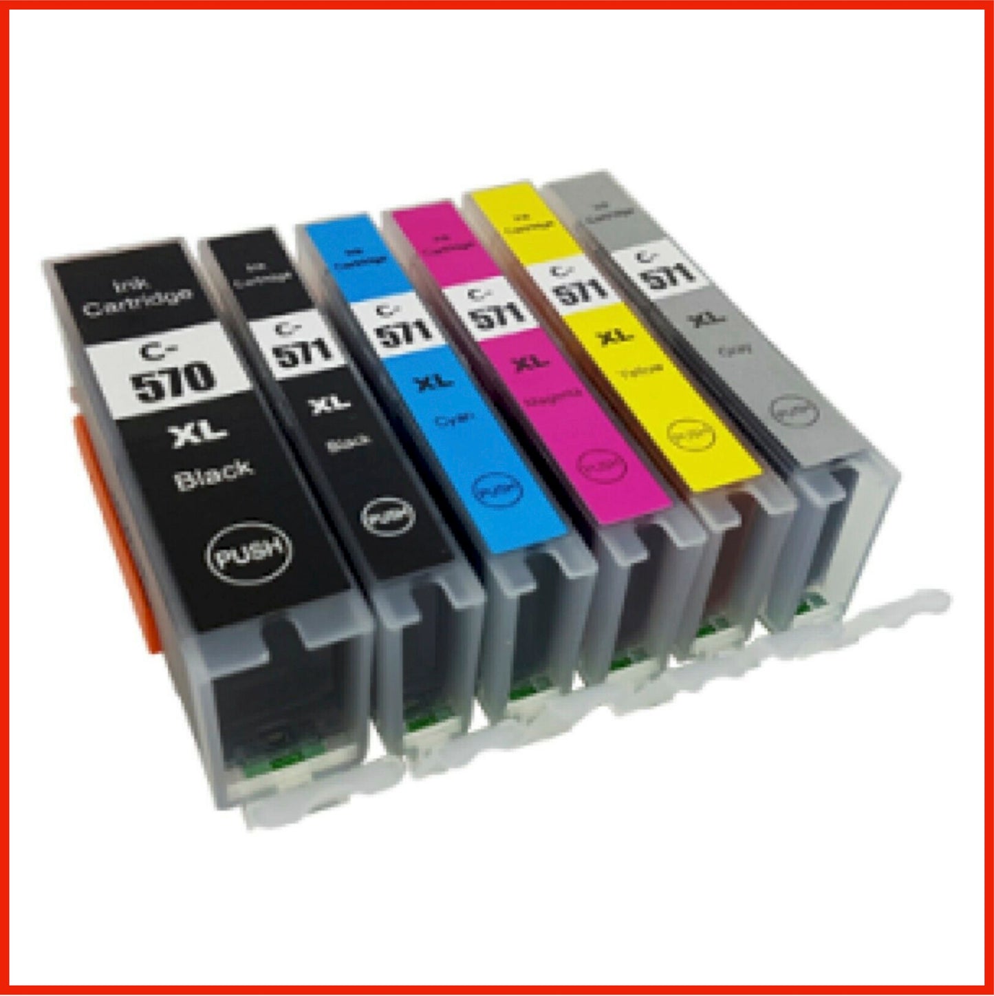 Compatible Canon 570XL/571XL Multipack Ink Cartridges BK/BK/C/M/Y/G (6 Cartridges)