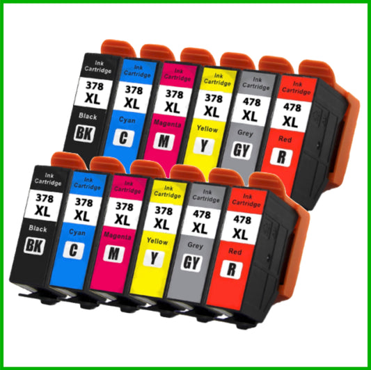 Compatible Epson 378XL & 478XL Multipack x2 Ink Cartridges BK/C/M/Y/G/R (Squirrel)