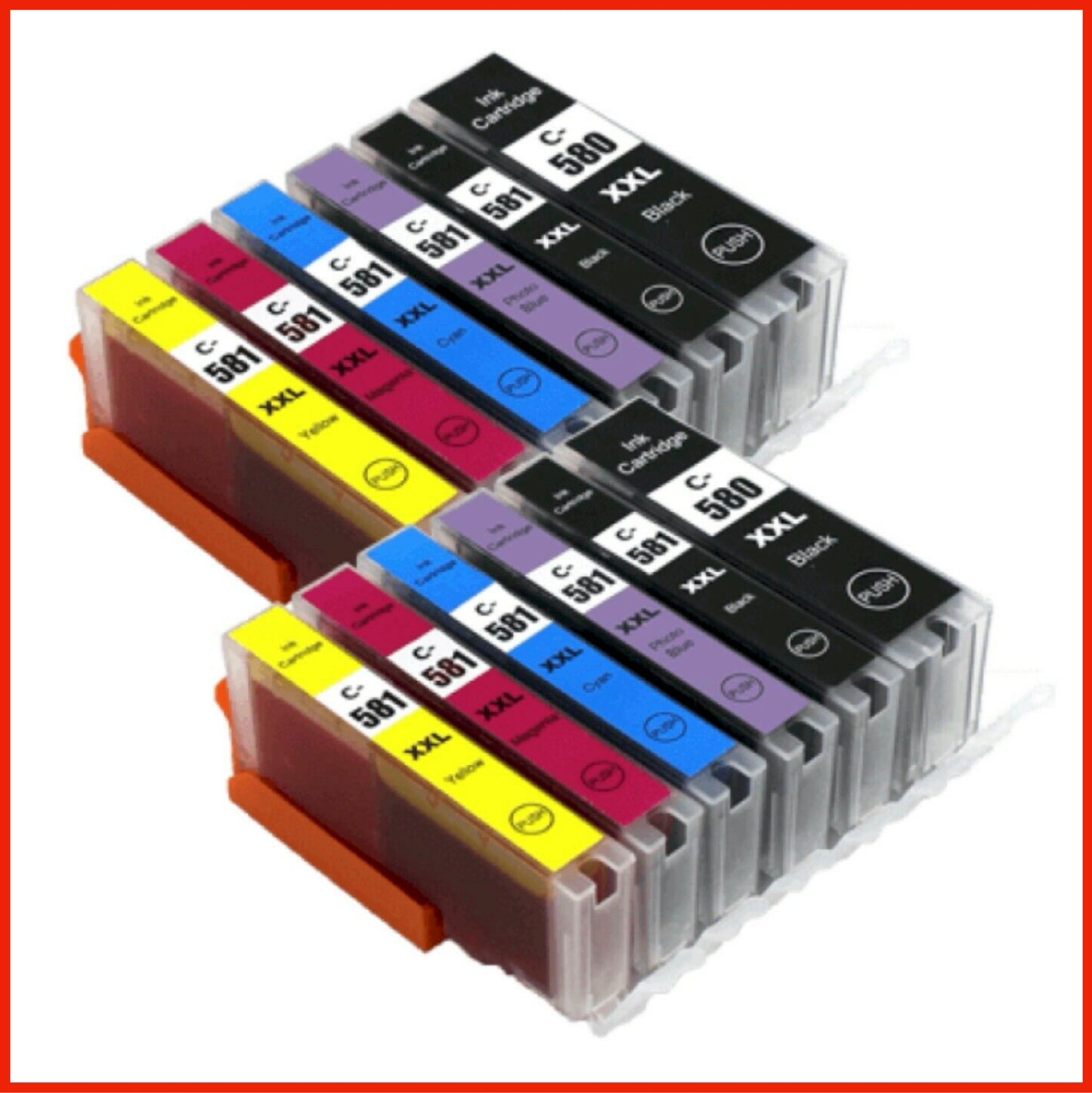 Compatible Canon 580XXL/581XXL Multipack x2 Ink Cartridges BK/BK/C/M/Y/PB (6 Cartridges)