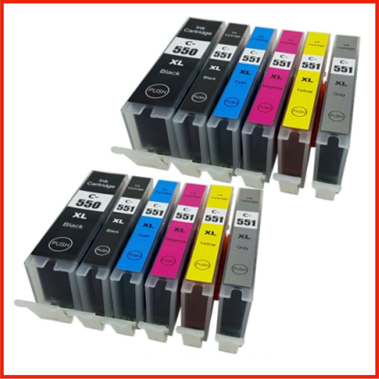 Compatible Canon 550XL/551XL Multipack x2 Ink Cartridges BK/BK/C/M/Y/G (6 Cartridges)